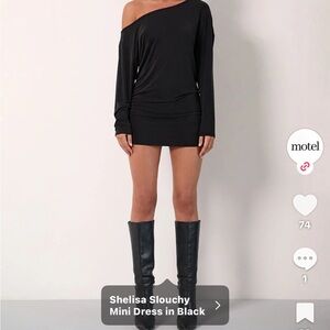 Motel Rocks Off-Shoulder Black Mini Dress
